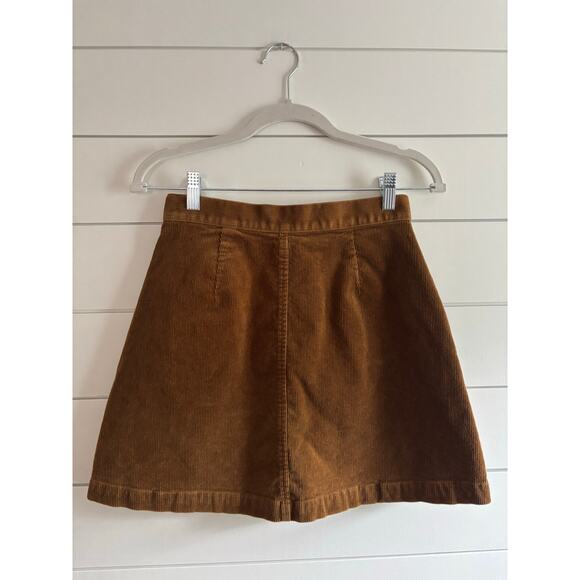 Uniqlo Brown Corduroy Mini Skirt Size 2 Button Front Pockets A-Line - Picture 3 of 8